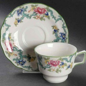 Royal Doulton China Floradora Green Cup & Saucer